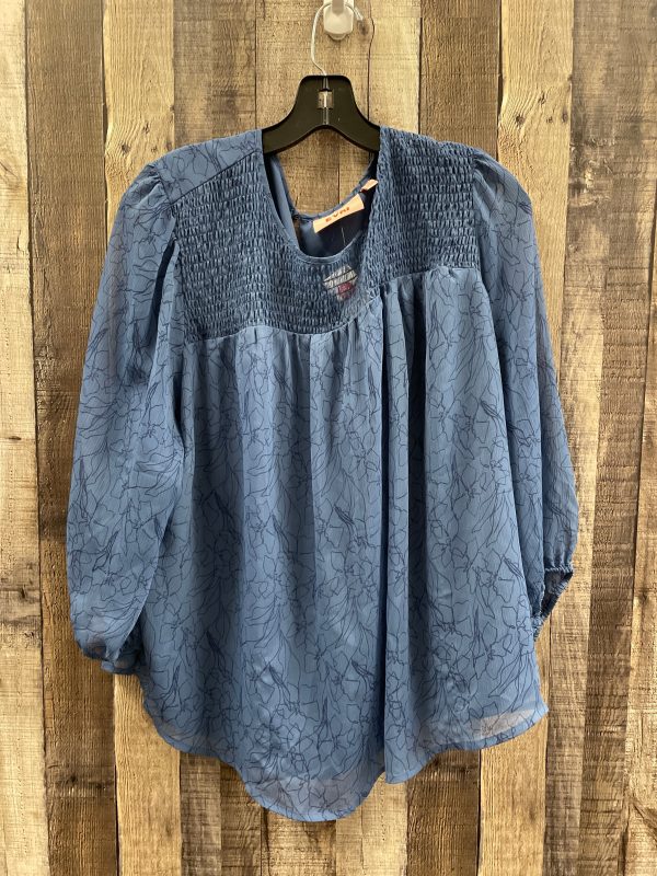 Top Long Sleeve By Evri In Blue, Size: 1x Online