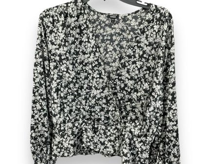 Blouse Long Sleeve By Express In Black & White, Size: M Online Hot Sale