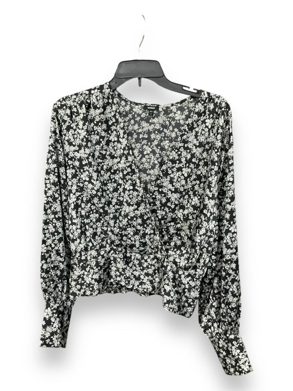 Blouse Long Sleeve By Express In Black & White, Size: M Online Hot Sale