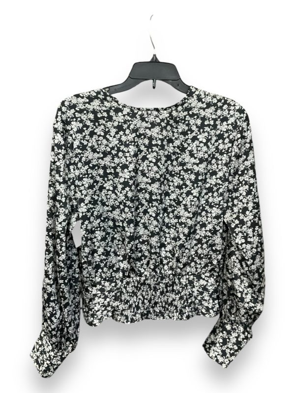 Blouse Long Sleeve By Express In Black & White, Size: M Online Hot Sale