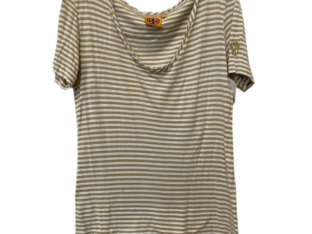 Top Short Sleeve By Tory Burch In Tan & White, Size: M Online Sale