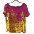 Blouse Short Sleeve By Maeve In Purple & Yellow, Size: S Hot on Sale