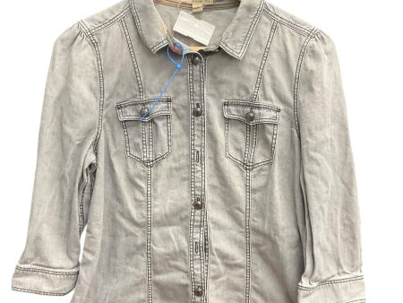 Blouse Luxury Designer By Burberry In Grey, Size: L on Sale