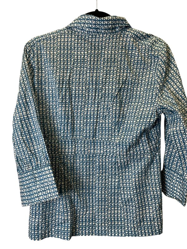 Blouse 3 4 Sleeve By Banana Republic In Blue & White, Size: M Fashion