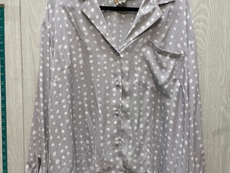 Blouse Long Sleeve By Worthington In Grey & White, Size: 2x Supply