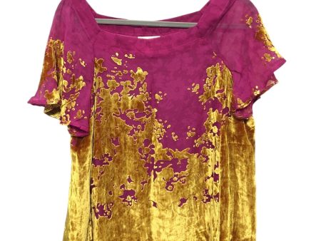 Blouse Short Sleeve By Maeve In Purple & Yellow, Size: S Hot on Sale