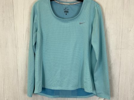 Athletic Top Long Sleeve Collar By Nike In Blue, Size: L Online Sale