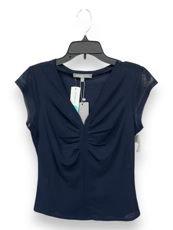 Blouse Short Sleeve By Daniel Rainn In Navy, Size: Sp Fashion