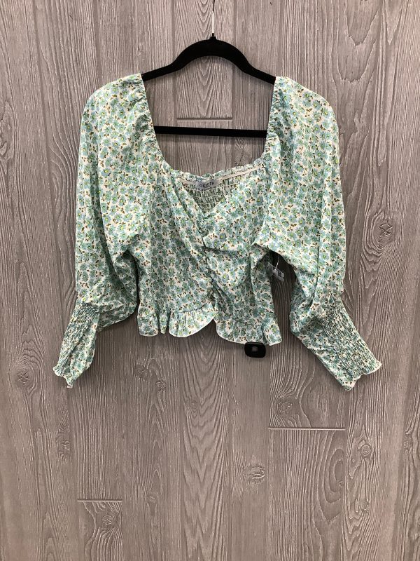 Blouse Long Sleeve By Clothes Mentor In Green, Size: M Sale